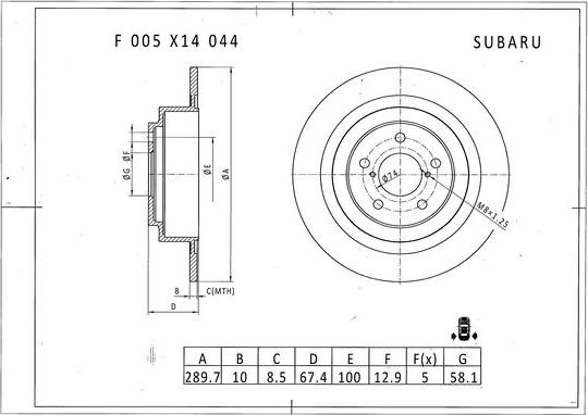 BOSCH F 005 X14 044 - Гальмівний диск autozip.com.ua