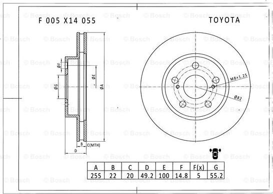 BOSCH F 005 X14 055 - Гальмівний диск autozip.com.ua