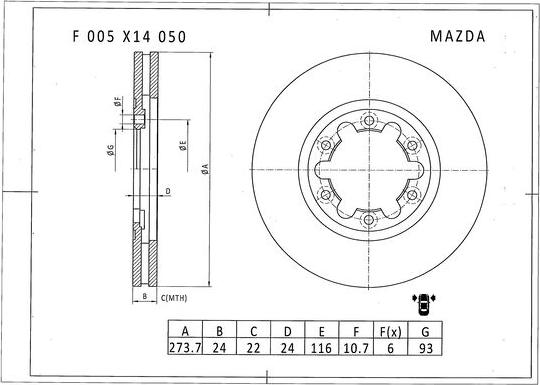 BOSCH F 005 X14 050 - Гальмівний диск autozip.com.ua