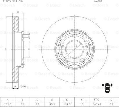 BOSCH F 005 X14 064 - Гальмівний диск autozip.com.ua