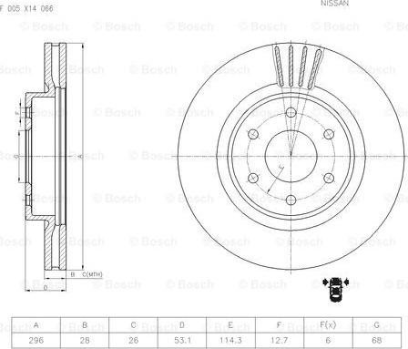 BOSCH F 005 X14 066 - Гальмівний диск autozip.com.ua