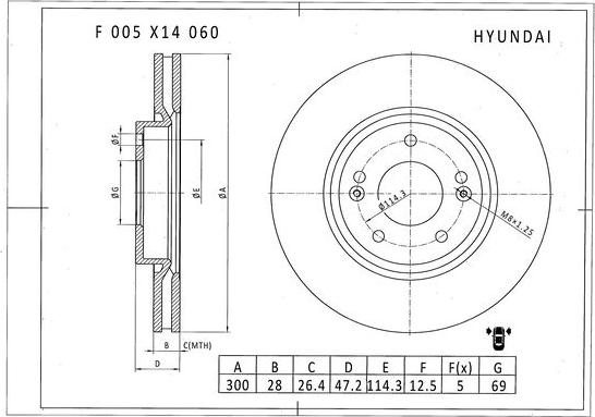 BOSCH F 005 X14 060 - Гальмівний диск autozip.com.ua