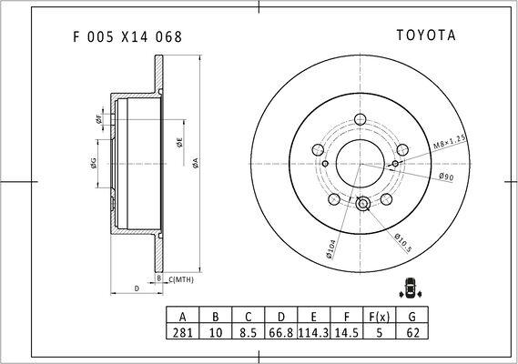 BOSCH F 005 X14 068 - Гальмівний диск autozip.com.ua