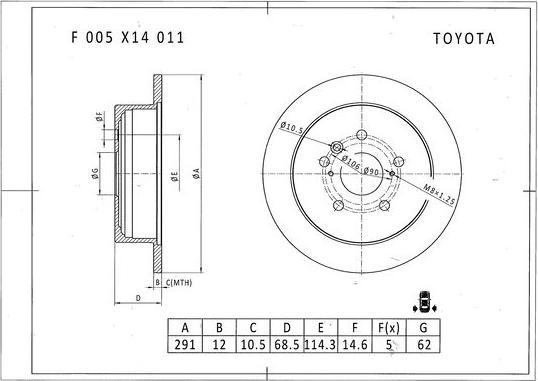 BOSCH F 005 X14 011 - Гальмівний диск autozip.com.ua