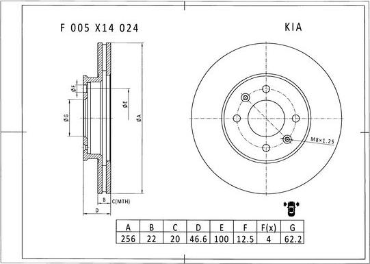 BOSCH F 005 X14 024 - Гальмівний диск autozip.com.ua