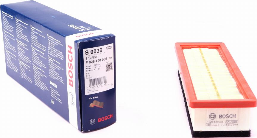 BOSCH F 026 400 036 - Повітряний фільтр autozip.com.ua