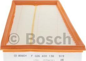 BOSCH F 026 400 138 - Фильтр воздушный RENAULT пр-во Bosch autozip.com.ua
