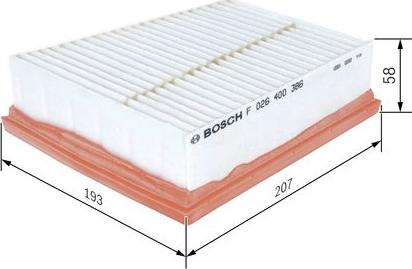 BOSCH F 026 400 386 - Повітряний фільтр autozip.com.ua
