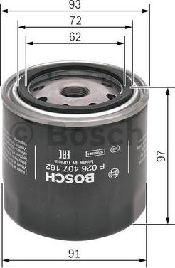 BOSCH F 026 407 162 - Масляний фільтр autozip.com.ua