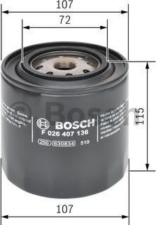 BOSCH F 026 407 136 - Масляний фільтр autozip.com.ua