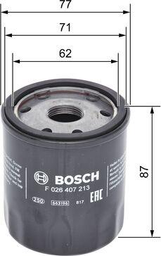 BOSCH F 026 407 213 - Фільтр масляний Opel Astra K 1.4 15--Insighia 2.0Turbo 08-13-Corsa E 1.0 14- autozip.com.ua