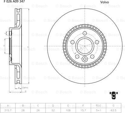 BOSCH F 026 A09 347 - Гальмівний диск autozip.com.ua