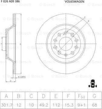 BOSCH F 026 A09 386 - Гальмівний диск autozip.com.ua