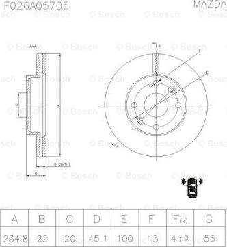 BOSCH F 026 A05 705 - Гальмівний диск autozip.com.ua