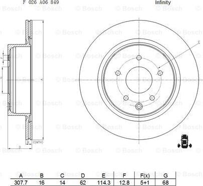 BOSCH F 026 A06 849 - Гальмівний диск autozip.com.ua