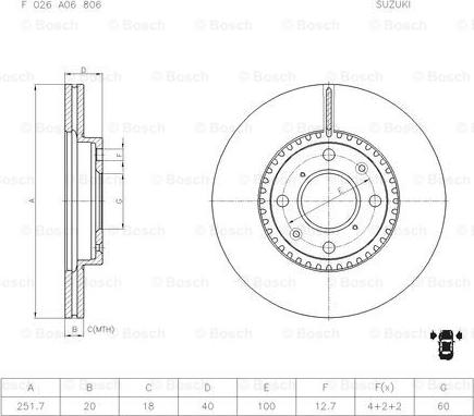 BOSCH F 026 A06 806 - Гальмівний диск autozip.com.ua