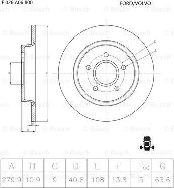 BOSCH F 026 A06 800 - Гальмівний диск autozip.com.ua