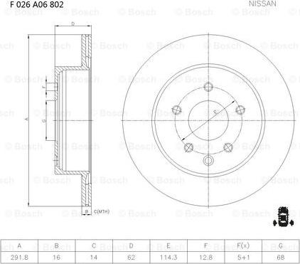 BOSCH F 026 A06 802 - Гальмівний диск autozip.com.ua