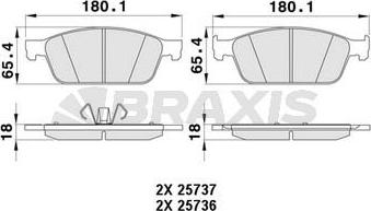 Braxis AA0444 - Гальмівні колодки, дискові гальма autozip.com.ua