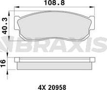 Braxis AA0462 - Гальмівні колодки, дискові гальма autozip.com.ua