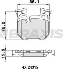 Braxis AA0486 - Гальмівні колодки, дискові гальма autozip.com.ua