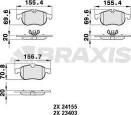 Braxis AA0487 - Гальмівні колодки, дискові гальма autozip.com.ua