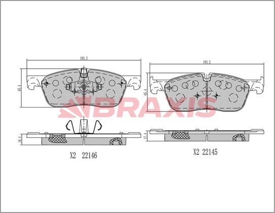 Braxis AA0694 - Гальмівні колодки, дискові гальма autozip.com.ua