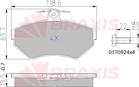 Braxis AA0648 - Гальмівні колодки, дискові гальма autozip.com.ua