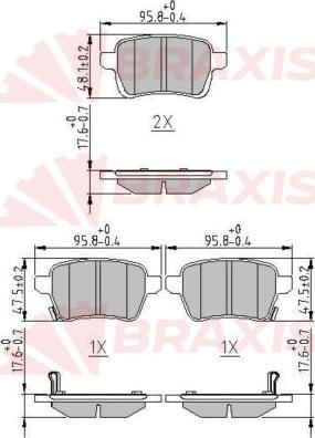 Braxis AA0642 - Гальмівні колодки, дискові гальма autozip.com.ua