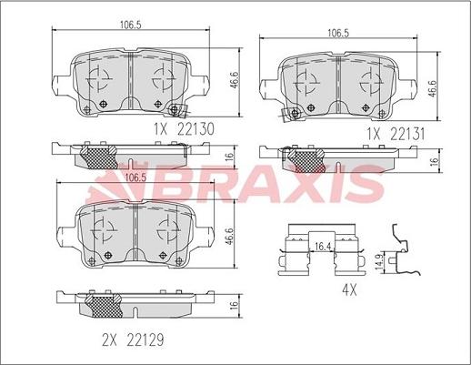 Braxis AA0655 - Гальмівні колодки, дискові гальма autozip.com.ua