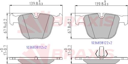 Braxis AA0650 - Гальмівні колодки, дискові гальма autozip.com.ua