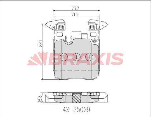 Braxis AA0657 - Гальмівні колодки, дискові гальма autozip.com.ua