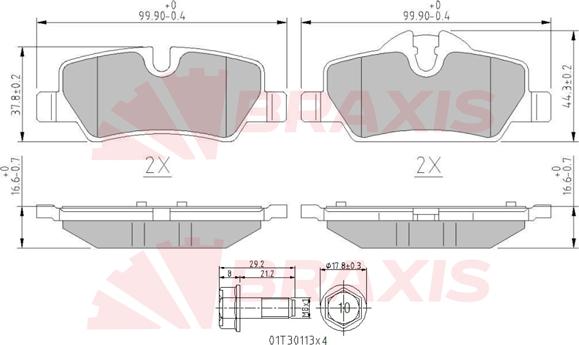 Braxis AA0661 - Гальмівні колодки, дискові гальма autozip.com.ua