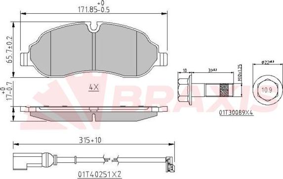 Braxis AA0619 - Гальмівні колодки, дискові гальма autozip.com.ua
