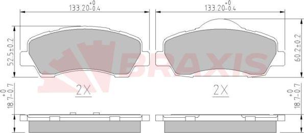 Braxis AA0610 - Гальмівні колодки, дискові гальма autozip.com.ua