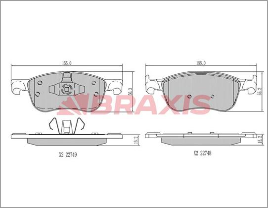 Braxis AA0685 - Гальмівні колодки, дискові гальма autozip.com.ua