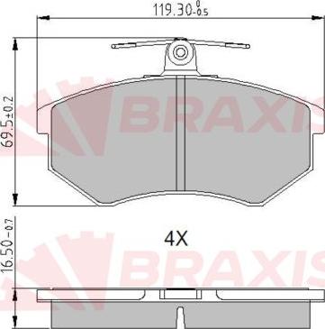 Braxis AA0634 - Гальмівні колодки, дискові гальма autozip.com.ua