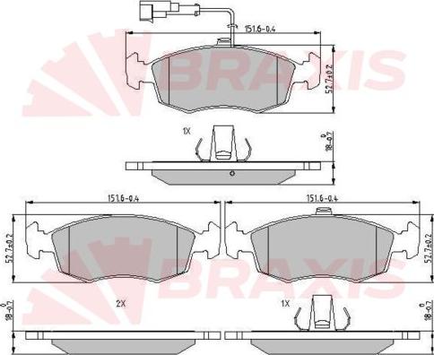 Braxis AA0625 - Гальмівні колодки, дискові гальма autozip.com.ua