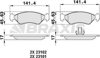Braxis AA0046 - Гальмівні колодки, дискові гальма autozip.com.ua