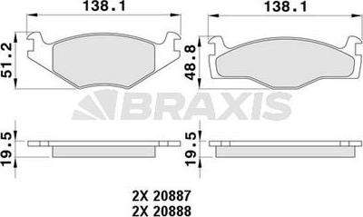 Braxis AA0065 - Гальмівні колодки, дискові гальма autozip.com.ua