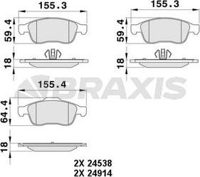 Braxis AA0060 - Гальмівні колодки, дискові гальма autozip.com.ua