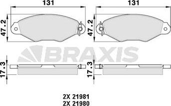 Braxis AA0014 - Гальмівні колодки, дискові гальма autozip.com.ua