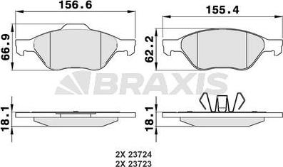 Braxis AA0010 - Гальмівні колодки, дискові гальма autozip.com.ua