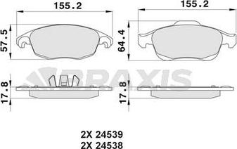 Braxis AA0023 - Гальмівні колодки, дискові гальма autozip.com.ua