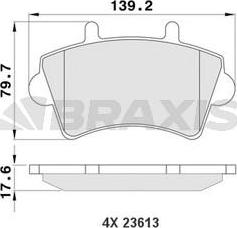 Braxis AA0072 - Гальмівні колодки, дискові гальма autozip.com.ua