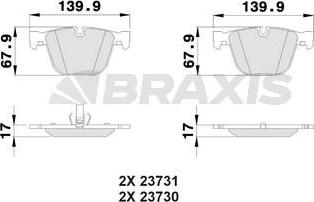 Braxis AA0194 - Гальмівні колодки, дискові гальма autozip.com.ua