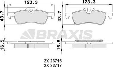 Braxis AA0115 - Гальмівні колодки, дискові гальма autozip.com.ua