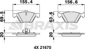 Braxis AA0139 - Гальмівні колодки, дискові гальма autozip.com.ua