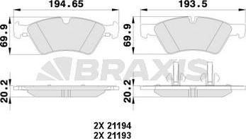 Braxis AA0123 - Гальмівні колодки, дискові гальма autozip.com.ua