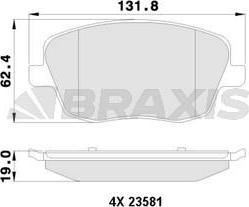 Braxis AA0127 - Гальмівні колодки, дискові гальма autozip.com.ua